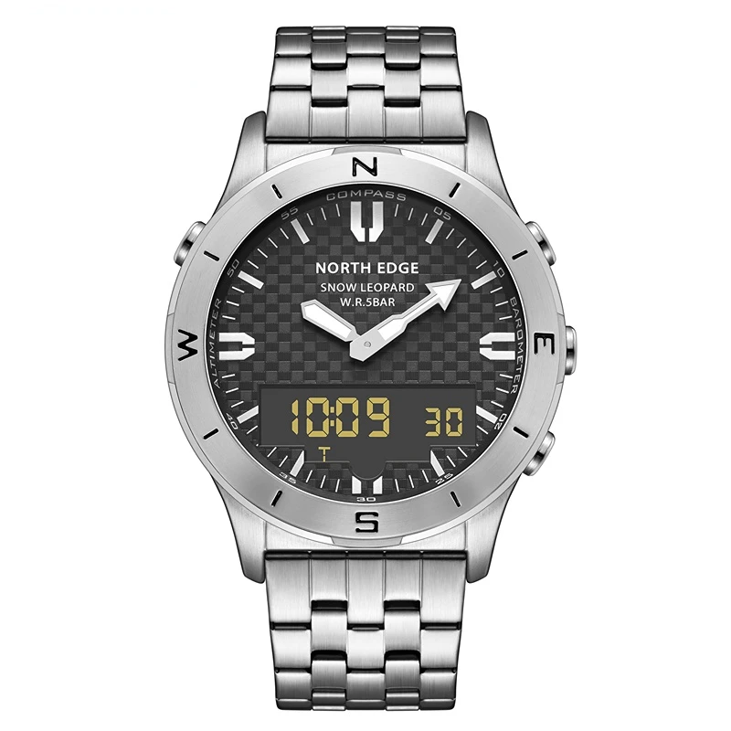 Snow Leopard Altitude/Pressione Barometrica/Termometro Compattatore 50M Cronometro Impermeabile/Allarme Dualtimes Dialsecond Full Metal