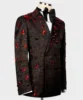 Fashion Jacquard Men Suits Customized Wedding Groom Tuxedos With Beaded Crystal 2 Pieces Sets Male Prom Party Blazer ropa hombre 2