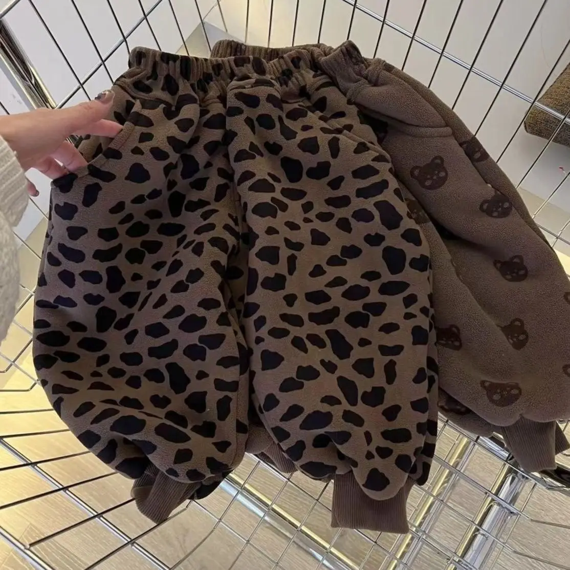 Winter Boys Pants Thicken Warm Trousers For Kids Fleece Toddler Sweatpants Boys Girls Joggers Baby Harem Pant Clothes