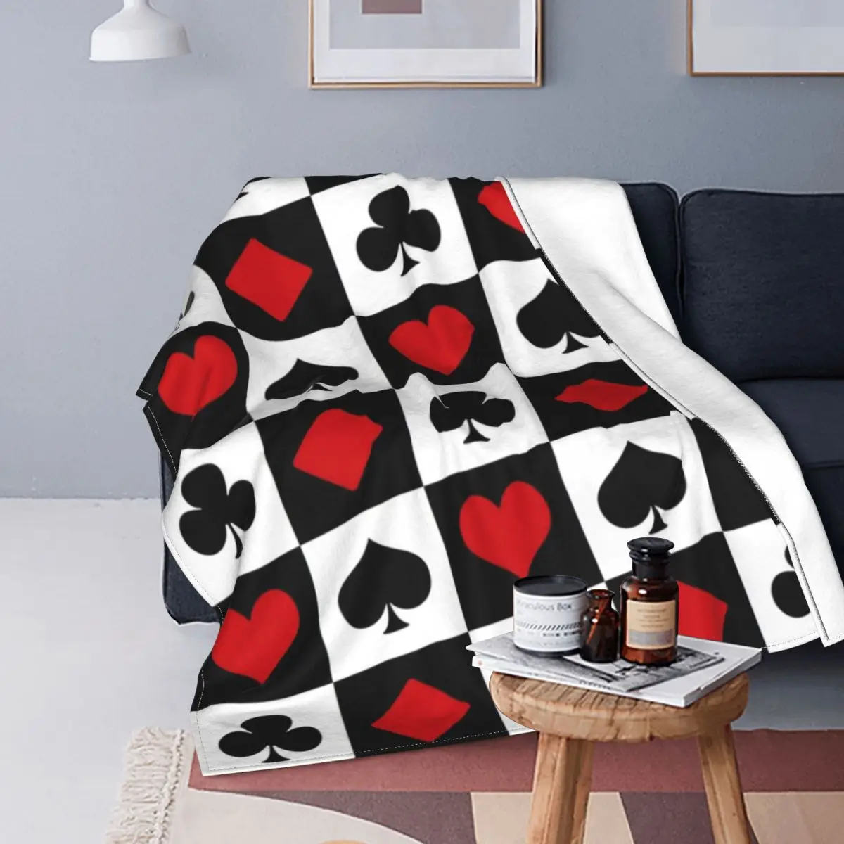 Playing Card Blanket Hearts Diamonds Clubs Spades Fashion Poker Bedding