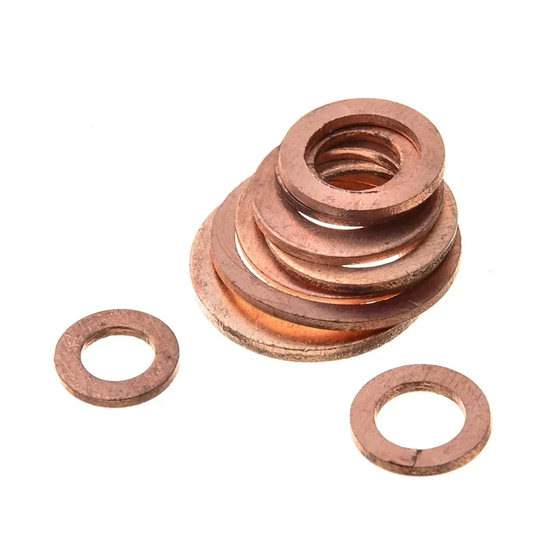 80pcs Flat Ring Seal Gasket Assortment Kit Copper/Aluminium Washer Set M10/M12/M14/M16/M18 Sump Drain Plug Fastener
