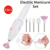 5in1 Electric Nail File Set Portable For Acrylic Nails Fake Nail Tips Cuticle Trimmer Nipper Cutter Cuticle Pusher Manicure Tool 1