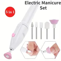 5in1 Electric Nail File Set Portable For Acrylic Nails Fake Nail Tips Cuticle Trimmer Nipper Cutter Cuticle Pusher Manicure Tool 1