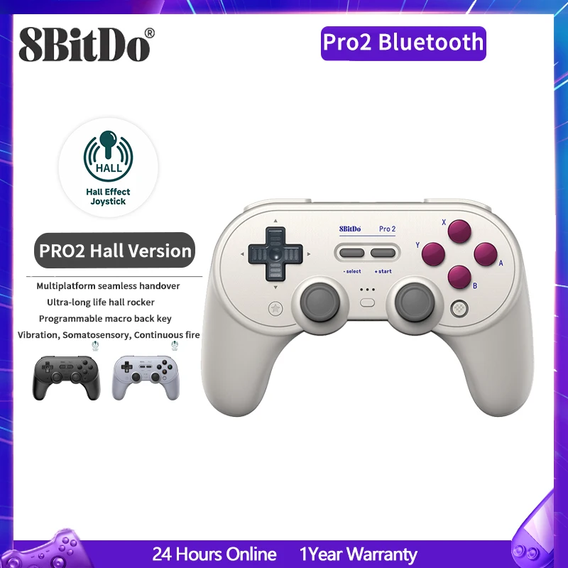 

8Bitdo Pro2 Bluetooth Controller Hall Joystick For Nintendo Switch/Oled Win10/11 Apple Android Raspberry Pi Game Accessories