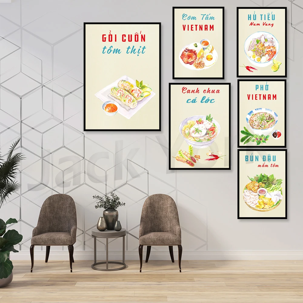 vietnamese food poster print wall art home decor ca loc kho nuoc mam  vietnamese cuisine asian kitchen restaurant bistro ethnic - AliExpress, image size:1000x1000