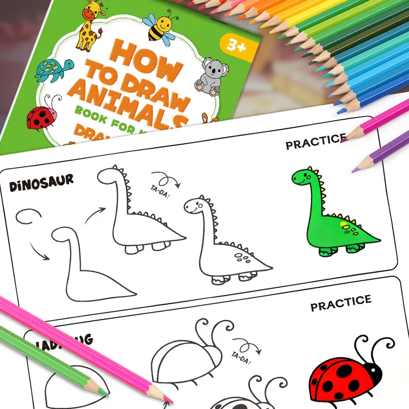 Come disegnare animali: libro di disegno passo dopo passo - Impara a dipingere, perfetto per la scrittura creativa e il libro da disegno per bambini a colori - immagine 2