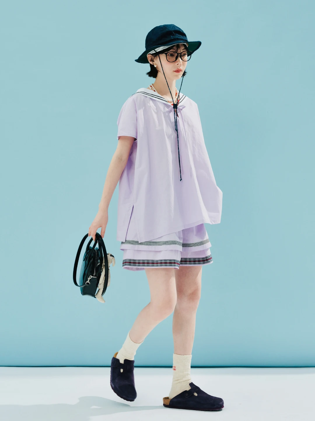 Women Cotton Printed Striped Double-layer Shorts