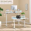 48" Electric Standing Desk Adjustable Height, Sit Stand Up Desk with Keyboard Tray, Power Outlets, LED Lights & Monitor Shelf 2