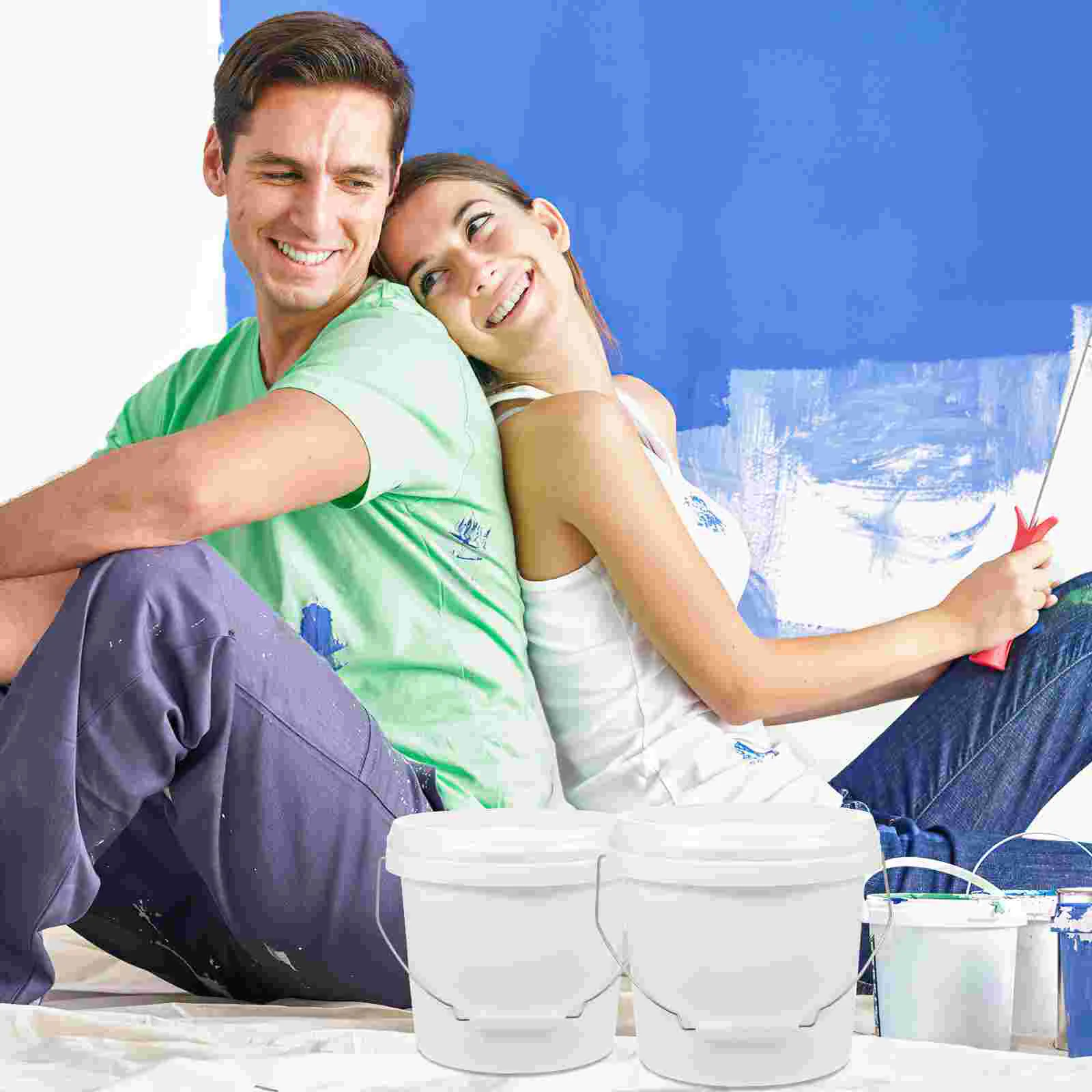 Plastic Paint Can 1 Gallon Bucket Lid Handle Empty 4L Water Bucket Pail Multipurpose Storage Container plastic paint can