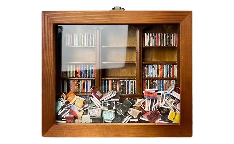 

Миниатюрная книжная полка для снятия стресса, деревянная библиотека, диапома, украшение, Снятие напряжения, день рождения, рамка, коробка, дисплей, шкафчик