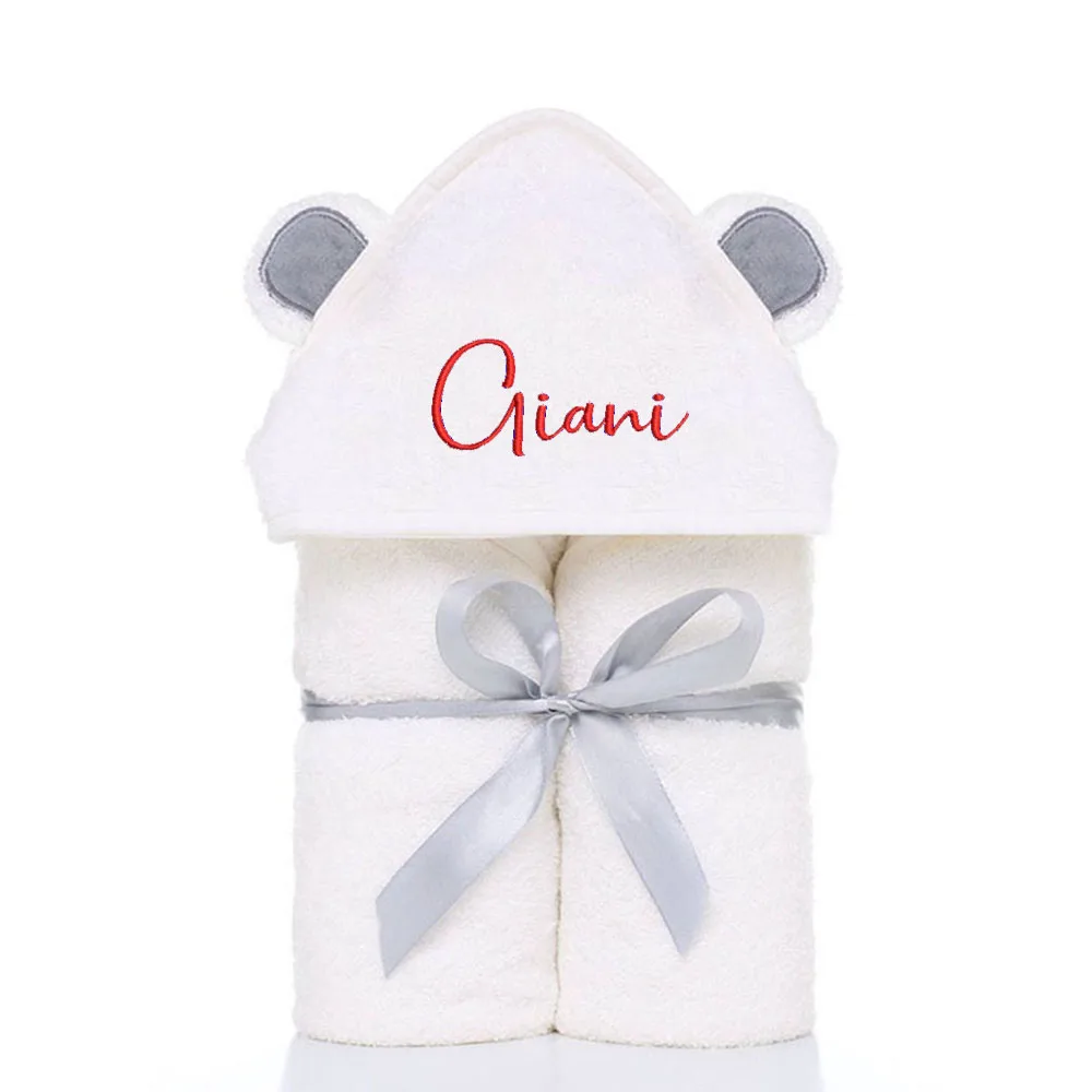 Name Children's Newborn Babies Soft Bamboo Fiber Absorbent Personalized Embroidery with Hat Cape Wearable Bath Towel
