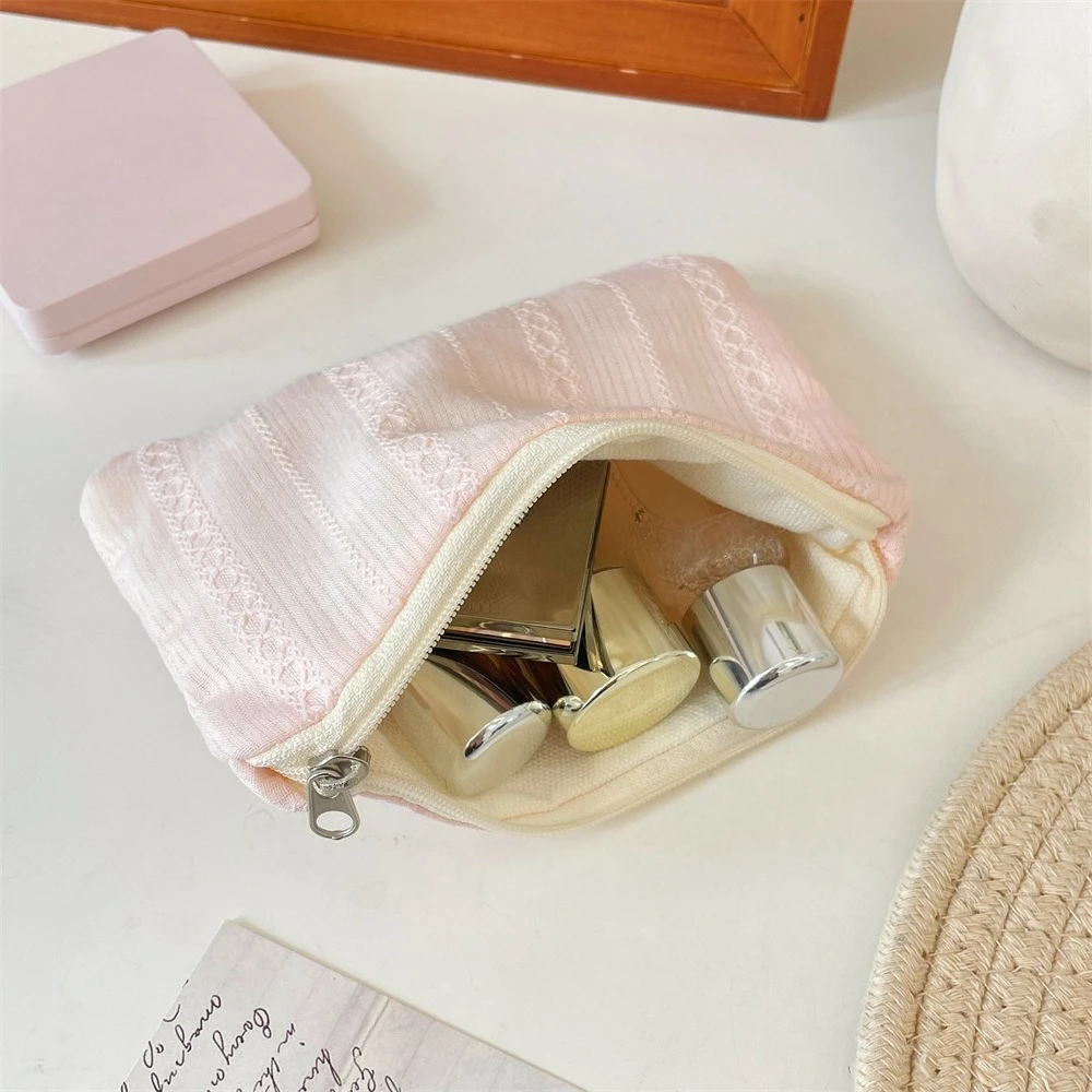 New Stripe Mini Makeup Lipstick Storage Pouch Coin Purse Cute Women Cosmetic Organizer Bag Sanitary Napkins Storage Bag 4
