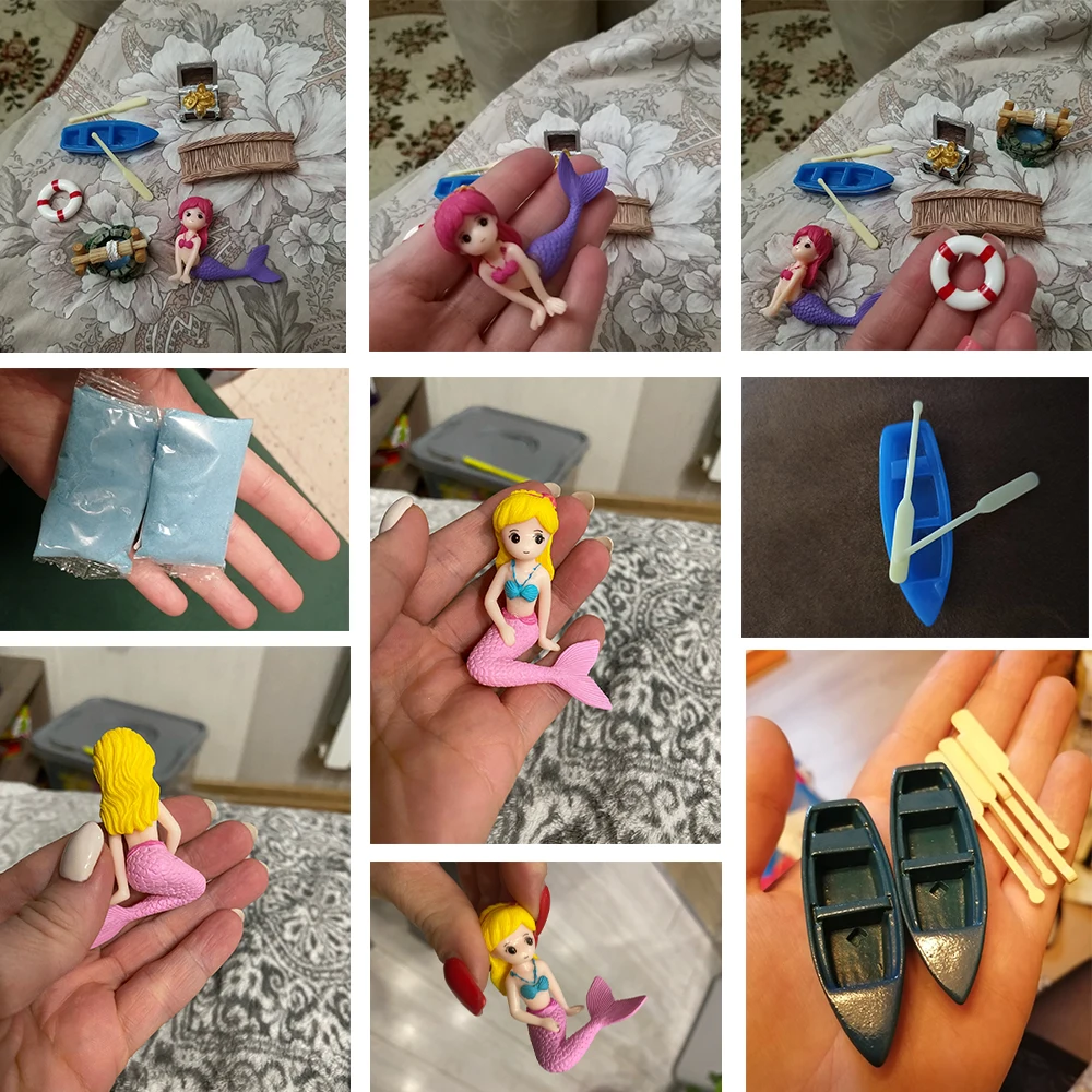 Mini Boat And Paddle Figurine Ornament DIY Micro Landscape Meaty Plants Fairy Garden Dollhouse Miniatures Garden Tools 1 SET ornament crafts,miniature figurines,miniature ornament