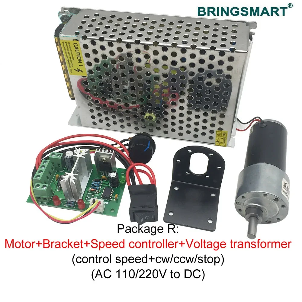 Bringsmart JGB37-3157 DC Gear Motor 12 Volt Reductor Engine High Speed High Torque Reversible 24V DC Reversible Reduction Geared