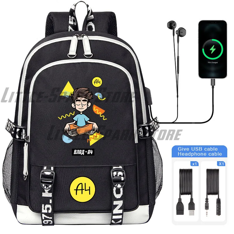 

а4 мерч Children Backpack high quality Влад Бумага А4 для детей Boy School Bags Teenager USB Charging Laptop Book Bag Mochila а