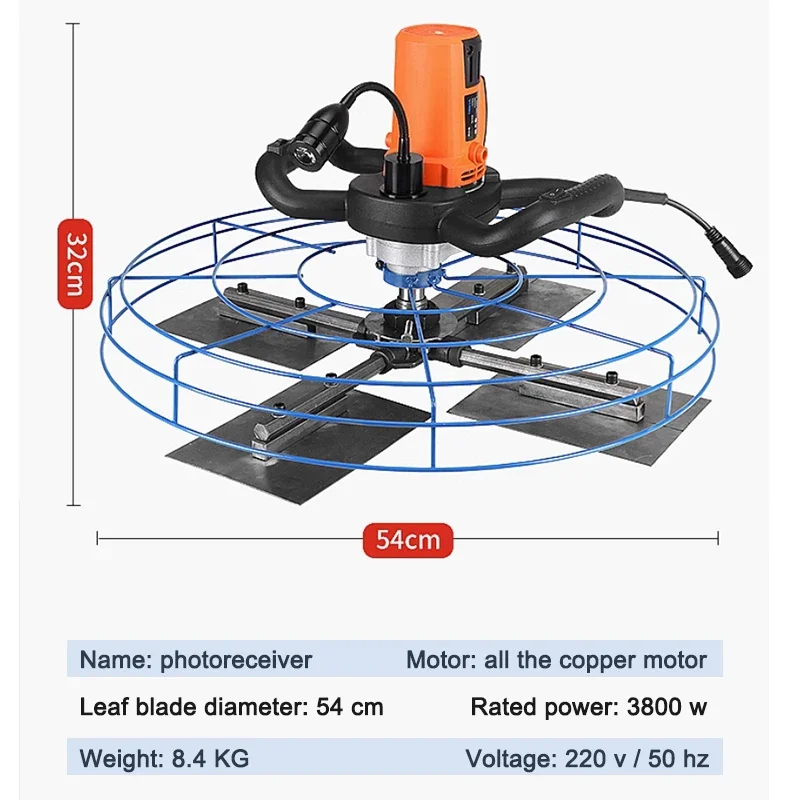 4380W Electric Concrete Trowel Floor Grinding Sanding Tool With Blade Collector LED Lighting For Road Bridge Construction 4