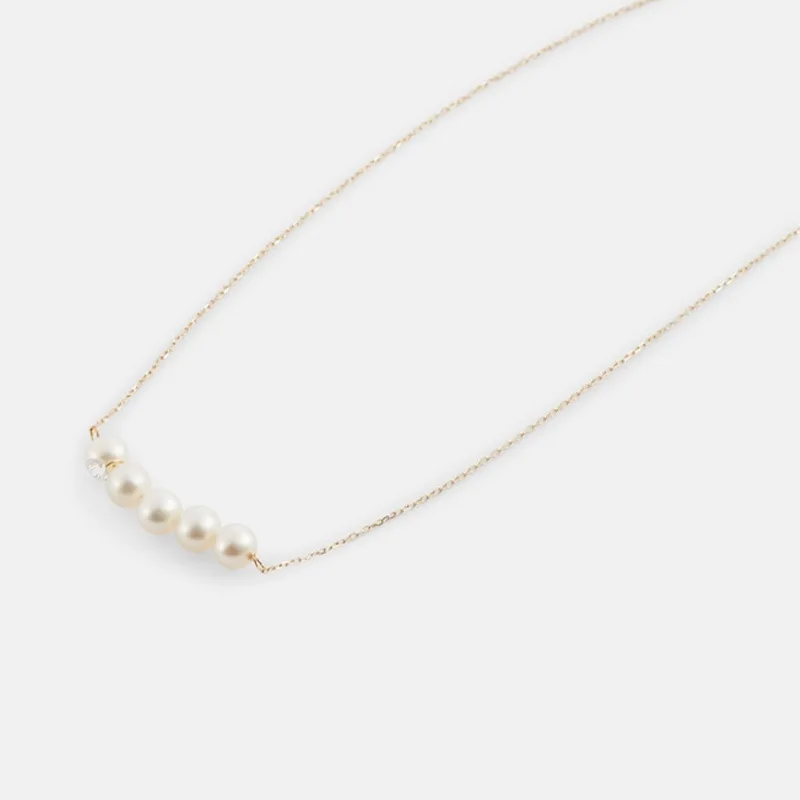 Imitate Pearl Necklace for Female Niche Light Luxury Design Collarbone Chain Five Pearl Inlaid with Zircon Minimalist Necklace