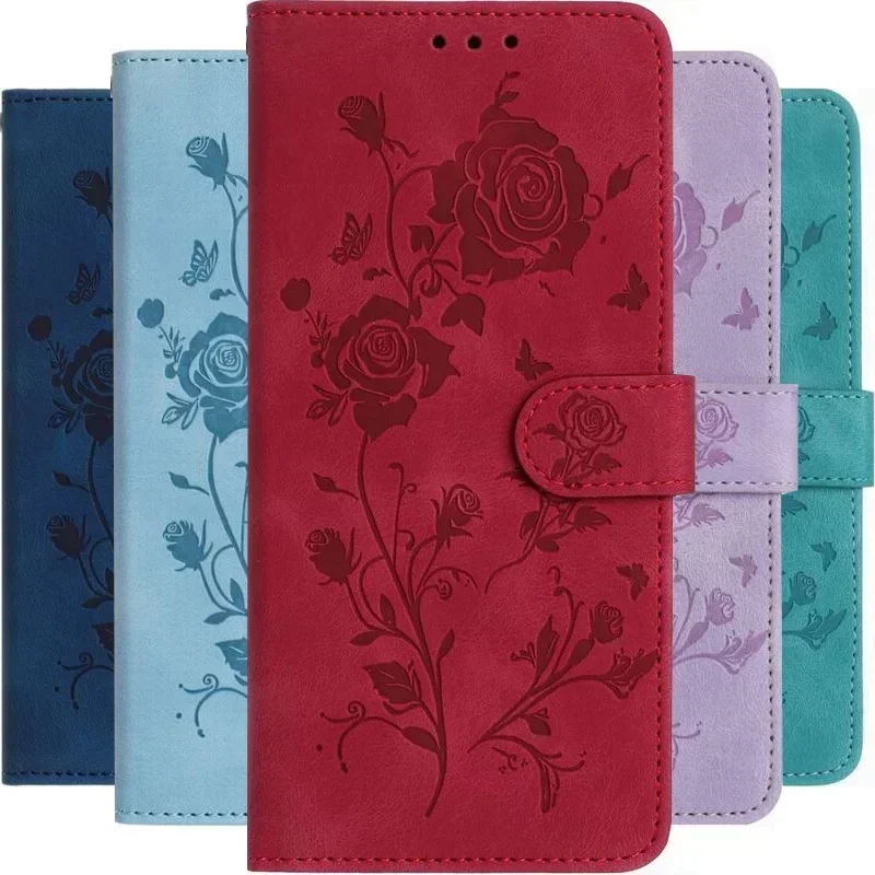 Elegant Rose Flower Wallet Phone Case Cover