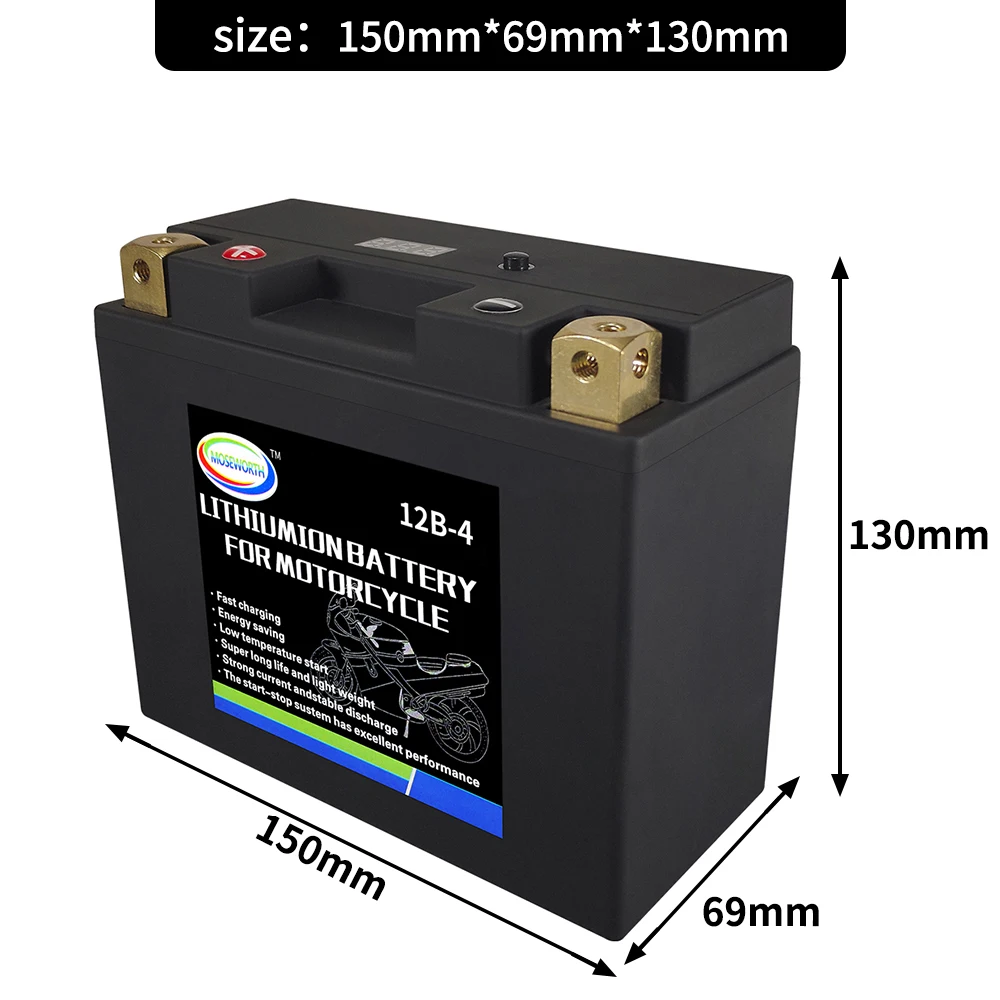 12b4 12v Lithiumion Lifepo4 Motorcycle Battery 420cca 12ah Size150x69x130mm Jump Starter With