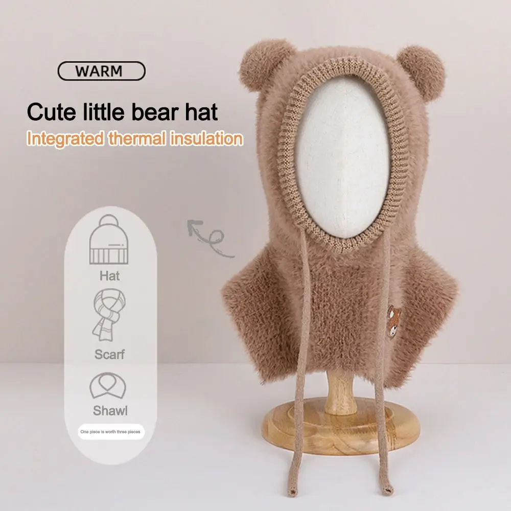 Polyester Kids Winter Knitted Cap Shawl Windproof Balaclava Hat