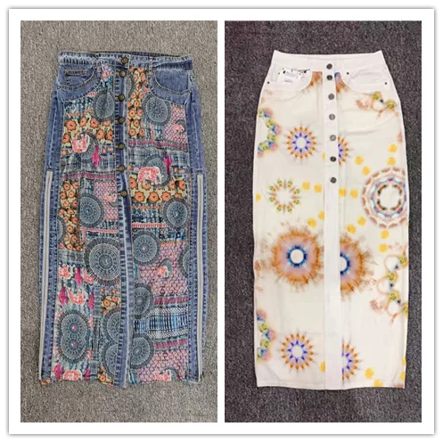 

Международная торговля оригинальная одинарная испанская мода новая джинсовая юбка средней длины с пряжкой спереди