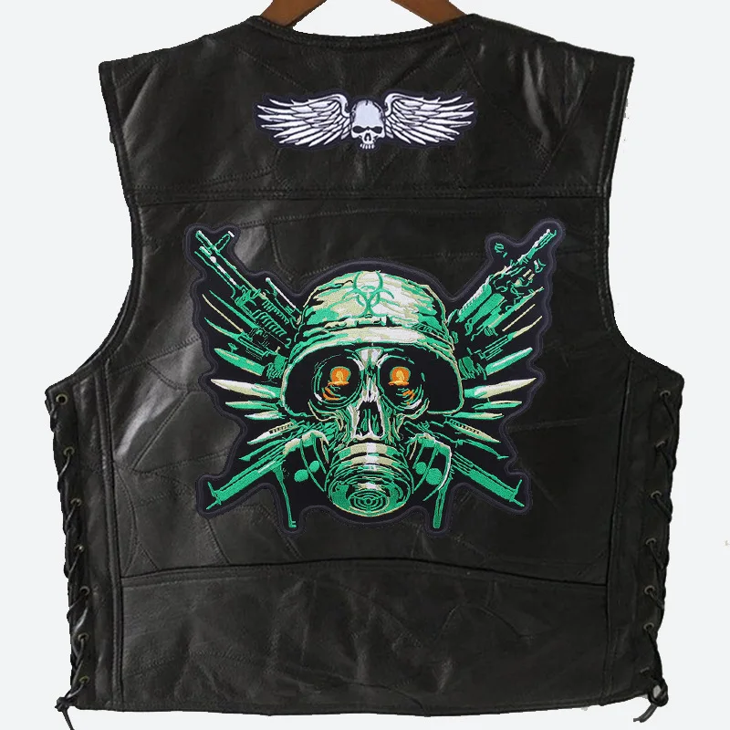 

New Stylemen's Denim Jacket Sleeveless Vest Newmen's Spring And Autumn Street Motorcycle Punk One-Eyed Skull Embroidered Pattern