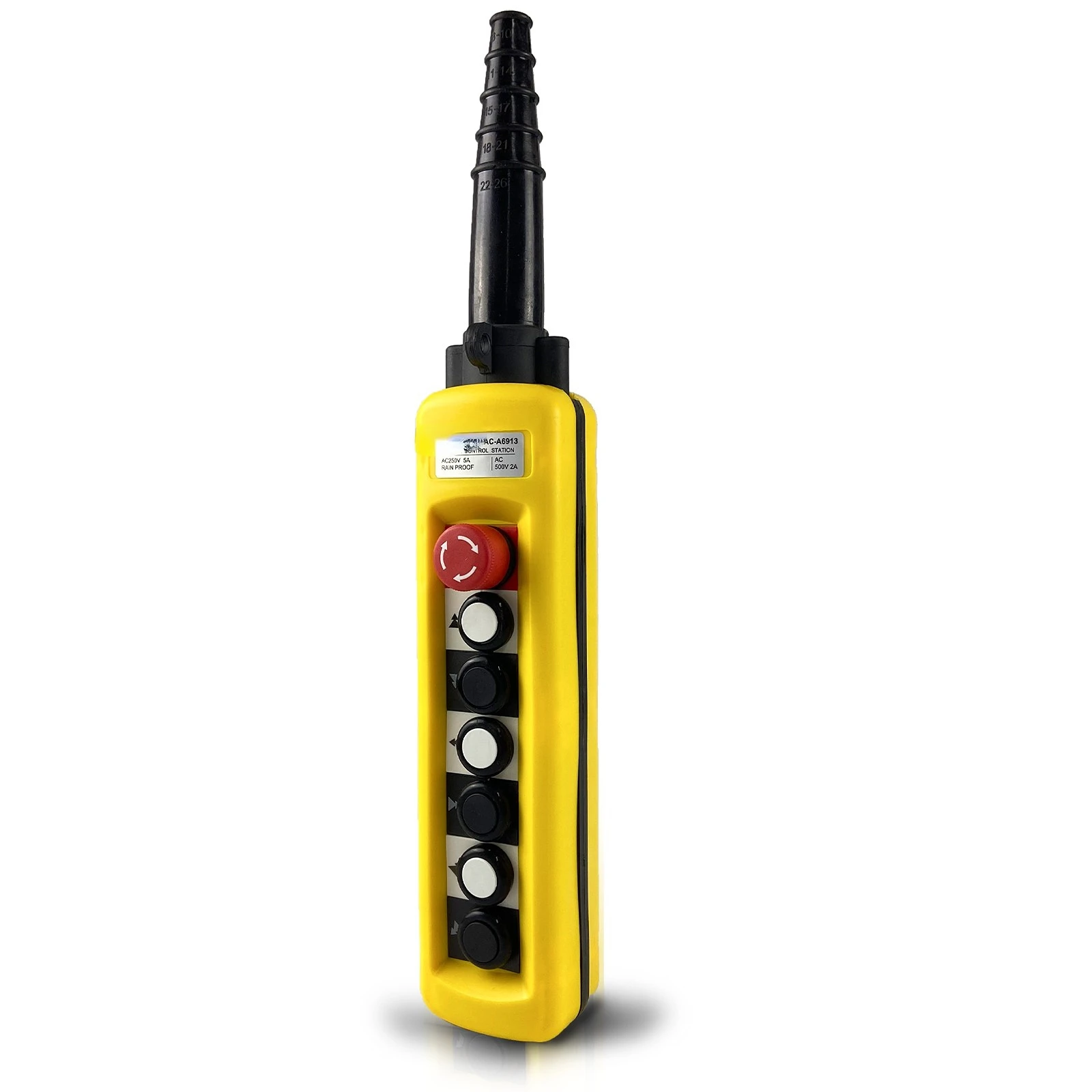 

XAC-A6913 Crane Pendant control stationsIP65 , 6-Way Rebound Button Switch + Emergency Stop Device