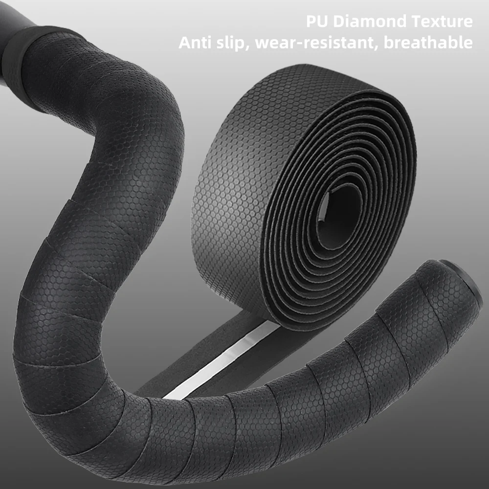 Bike Handlebar Tape MOTSUV Road Bike PU+EVA Leather Anti-slip Shockproof Bar Wraps Fixing Straps Cycling