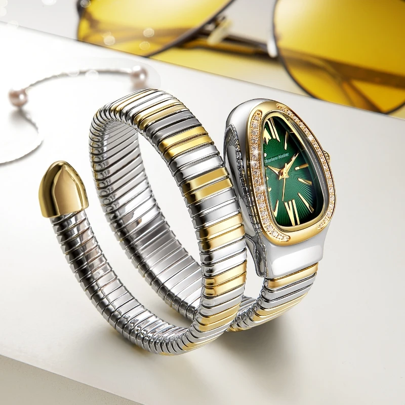цена Marlen keller New Fashion Women's Watch  Popular European and American Quartz with Diamonds  Snake shaped Watch