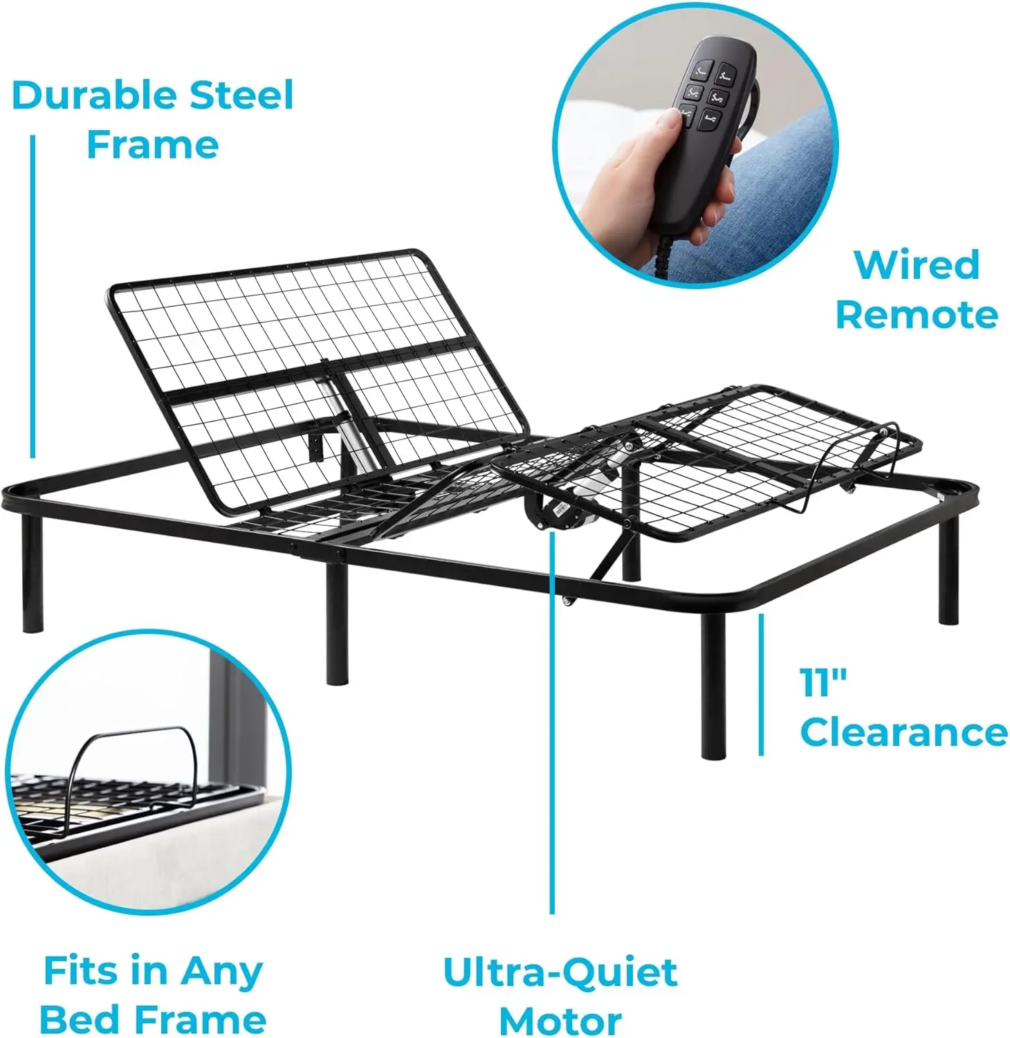 Adjustable Bed Frame-Independent Head and Foot Incline-Powerful Quiet Motor-Easy Tool Free Assembly-Electric Bed Base-Full Size 2