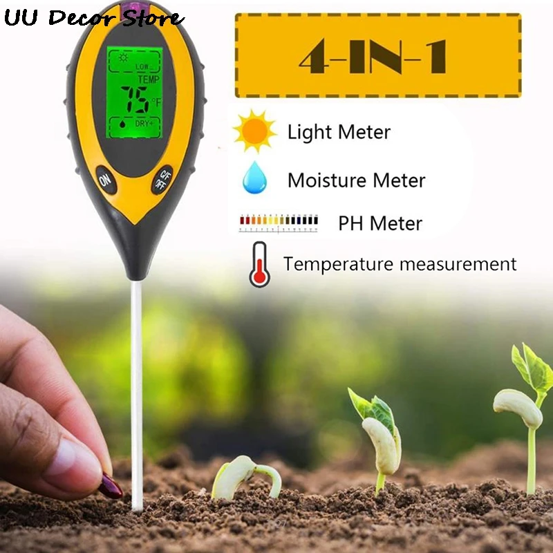 

Soil PH Tester 4 In 1 PH Light Moisture Acidity Tester Soil Tester Moisture Meter Plant Soil Tester Kit For Flowers