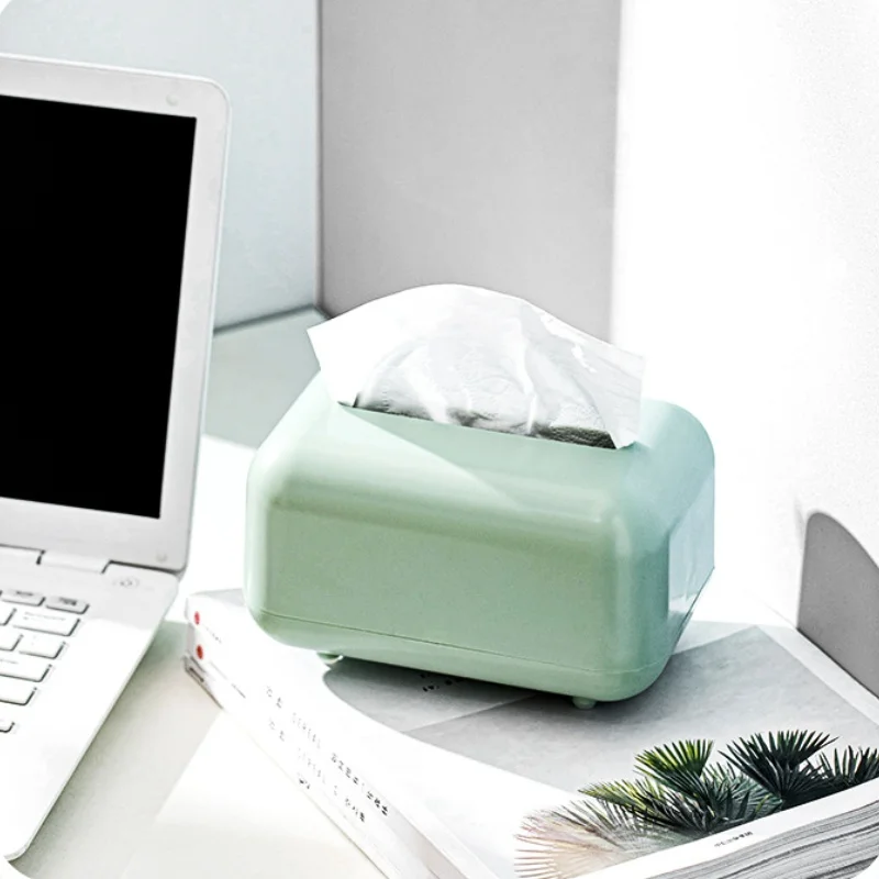 

Tissue Box Household Anti-dust with Lid Desktop Inside Spring Paper Holder ABS Smooth Edge Tissue Container Home Decor