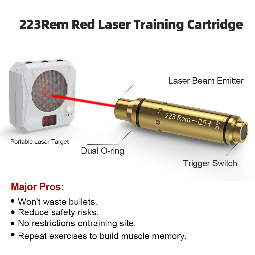 Laser Training Cartridge Red Dot Laser Training Bullet Dry Fire Laser Trainer Cartridge Tactical Bullet 223