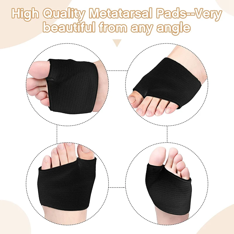 Forefoot Pads 2pcs Metatarsal Pads for Women and Men Ball of Foot Pain Relief Insoles Half Sock Support Soft Gel Cushion