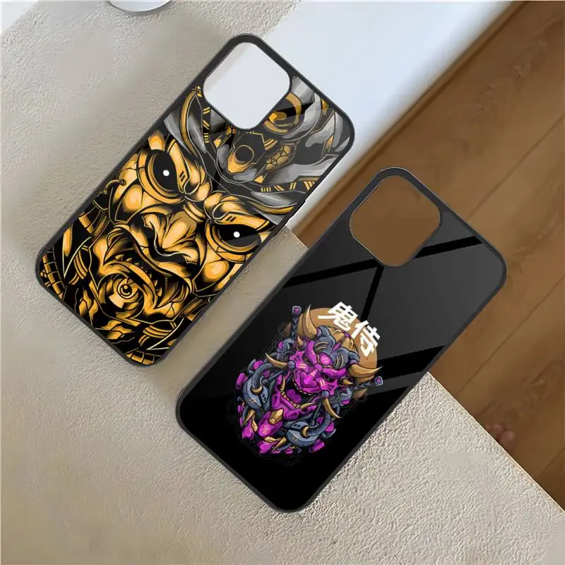 Japan Samurai Oni Mask Tiger Lion Phone Case Pc + Tpu Funda Per Samsung Galaxy S20 S22 S21 S10 S30 Plus Cover Posteriore Antiurto