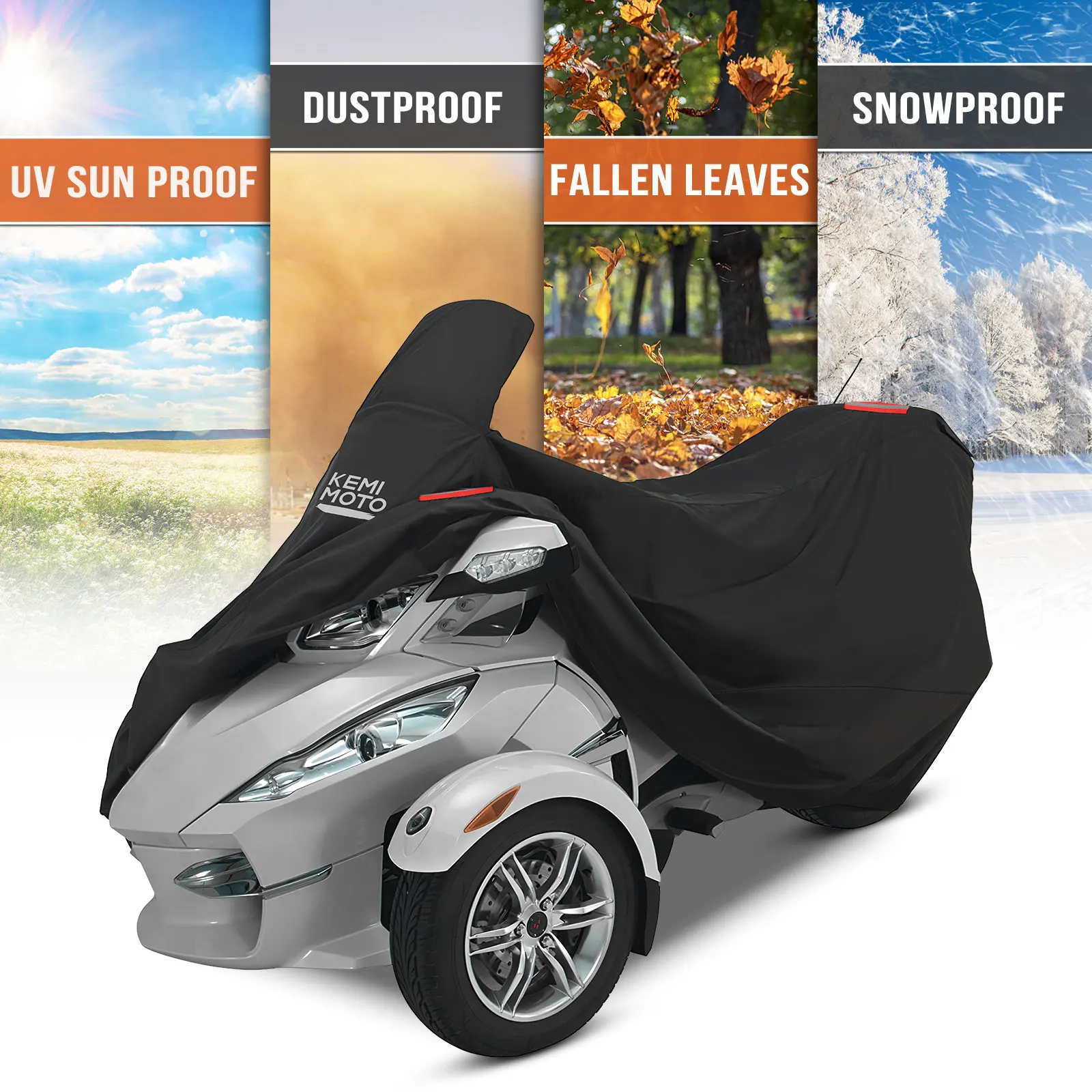 KEMIMOTO On-Road 210T Full Vehicle Storage Cover Weather Resistant for Can-Am Spyder RT RT-S Limited 2010-2019 Dustproof