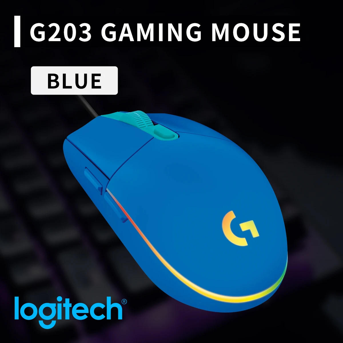 Logitech G203 RGB Gaming Mouse Bright and Soft Lighting No Glare