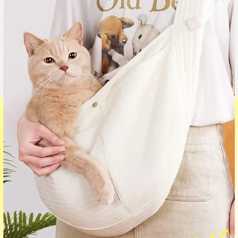 Pet Carrier Apron for Small Cats and Dogs, Hanging Chest Bag, Sleeping Pocket, Winter Canvas, Kitten Carrier Pouc Outdoor Travel