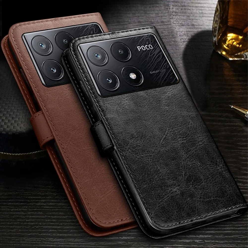 Poko Little Pocox6 Pro Case Book Style Leather Flip Wallet Cover Per Xiaomi Poco X6 X 6 Pro X6Pro 5G Magnetic Book Stand Coque