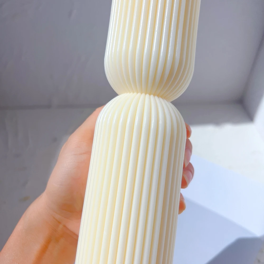 DIY New Cylindrical Tall Twirl Pillar Candle Mold Ribbed Aesthetic Twist  Swirl Silicone Mould Geometric Striped Soy Wax Mold