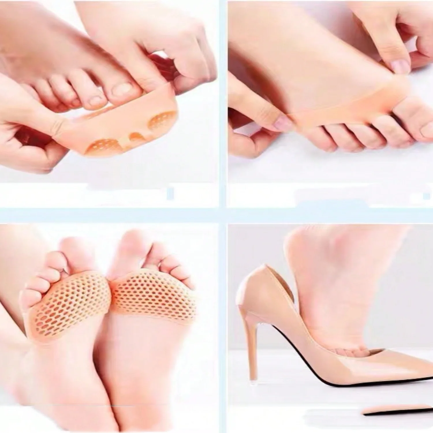 1 Pair Silicon Gel Forefoot Pad For Women's High Heels Anti-Slip And Anti-Wear Half Insole Soft And Thick Foot Care Cushion Pa