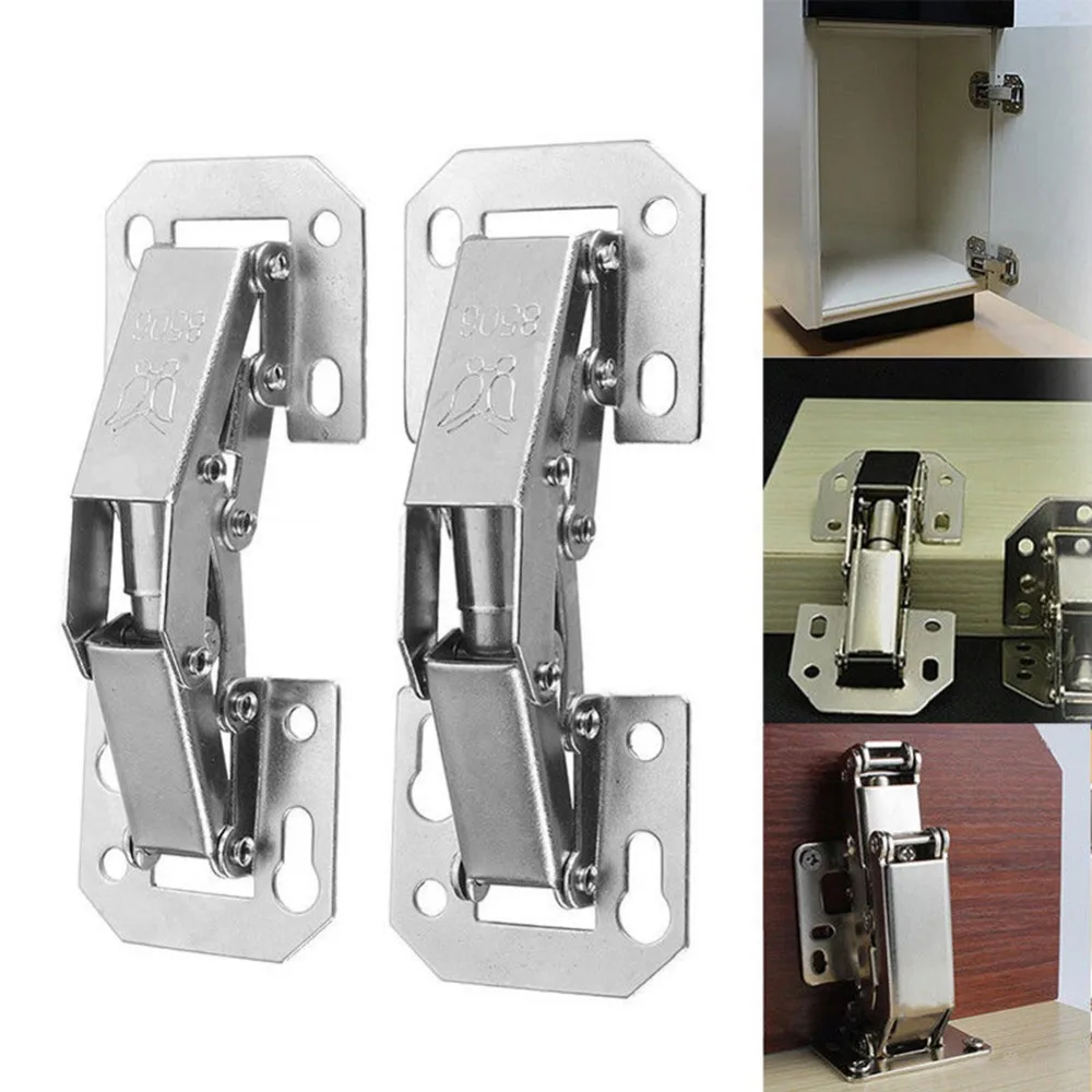 Cabinet Hinges 3 Inch No-Drilling Hole Bridge Shaped Spring Hinge Cupboard Door Hardware With Screw#288741 Practical 90 Degree stainless steel hinges,door hinges