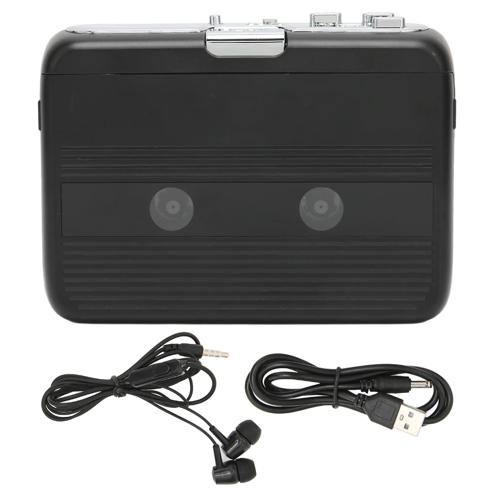 Bluetooth Cassette Player with 3.5mm Interface FM Radio Auto Reverse Function Stereo Cassette Player with Earphone