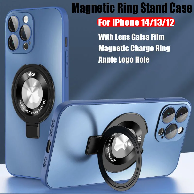 

Чехол для iPhone 14 13 12 Pro Max, магнитная подставка для телефона с беспроводной зарядкой, силиконовый чехол из ТПУ и поликарбоната, стеклянная пленка для объектива