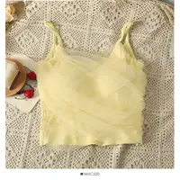 Sexy Me ort Crop Top Strap Vest Pure Color Slim Fit Contrast Design Trendy Summer Design for Young Women Ladies Girls - Image 2