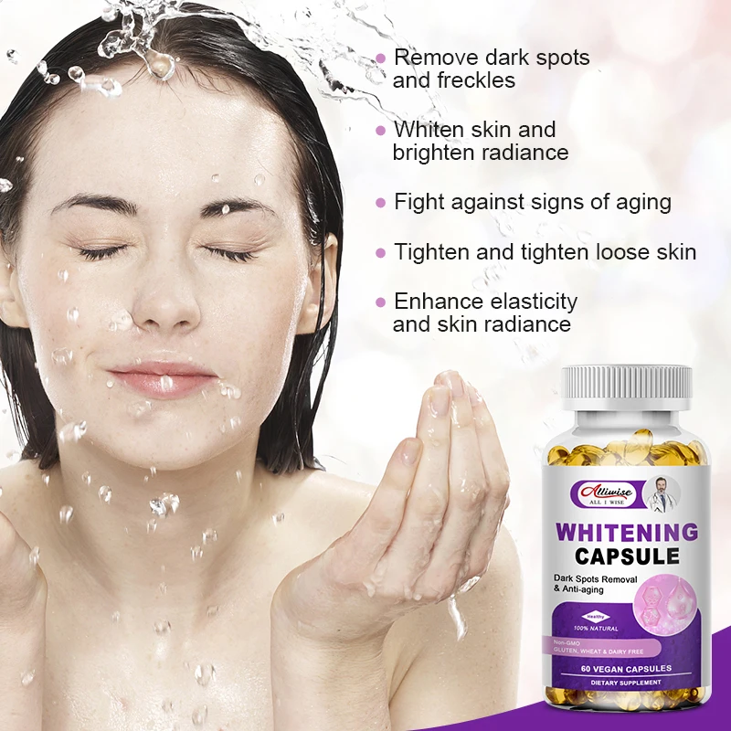 Glutathione Whitening Capsules Dark Spots & Acne Scar Remover Vegan Skin Bleaching softgels with Anti-Aging & Antioxidant Effect