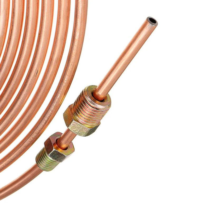 Brake Pipe Hose 16PCS Tube Nuts Car Roll Tube Coil of 3/16" OD 25FT 7.62m Copper Nickel Brake Pipe Hose Line Piping Tubing Anti-rust