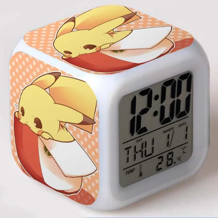 decorative night lights Pokemon Night Light Colorful Color Changing Alarm Clock Pikachu Student Children's Bedroom Desktop Decoration Birthday Gifts night lamp Night Lights