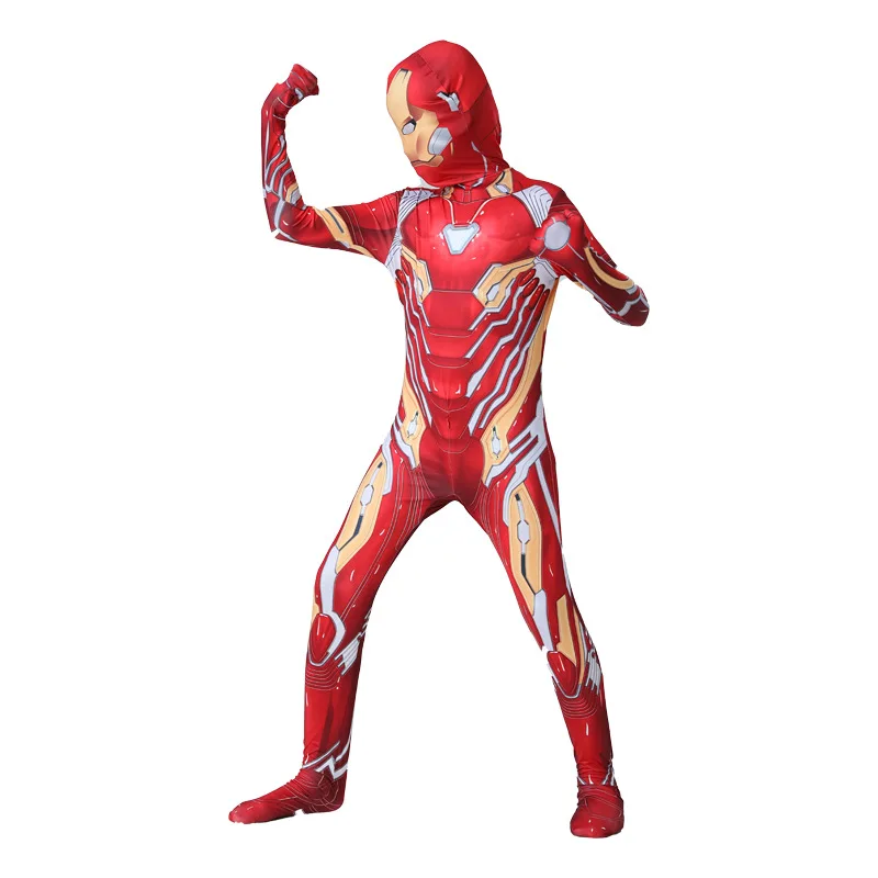 Iron Man Cosplay Bodysuit Jumpsuit Halloween Carnival Party Cosplay Costume for Child Iron Man Costume for Kids Superhero 3