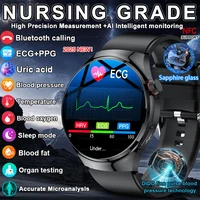 2025 New Nursing Grade Smart Watch Accurate Blood pressure Blood fat Uric Acid ECG+PPG HD Bluetooth Call Health Smart watch Men 1